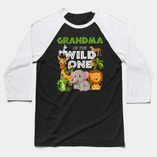 Grandma of the Wild One Zoo Birthday Safari Jungle Animal Baseball T-Shirt